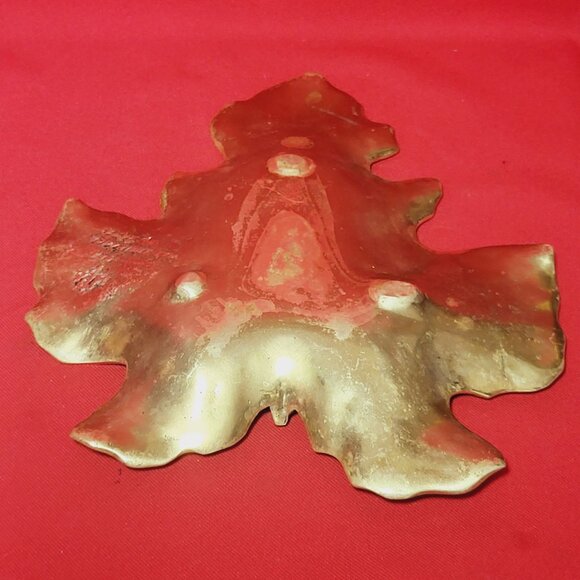 Cast Solid Brass Fig Leaf Dish Tray By Virginia Metalcrafters Circa 1948 - Picture 5 of 12